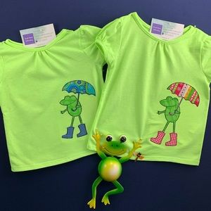 Toddler Girls Neon Green Appliquéd Shirt
